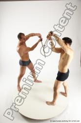 Underwear Fighting with sword Man - Man White Muscular Short Brown Multi angles poses Academic